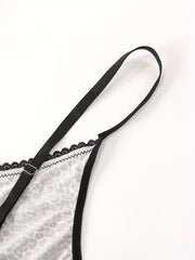 Casual Bra Women's Leopard Print Letter Tape Floral Trim Bra