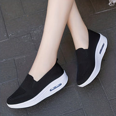 Women's Air Cushion Walking Shoes Flyknit Mesh Slip-on Sneakers