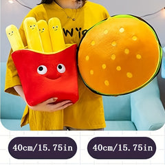 Hamburger & Fries Plush Toy Set, Fully Filled