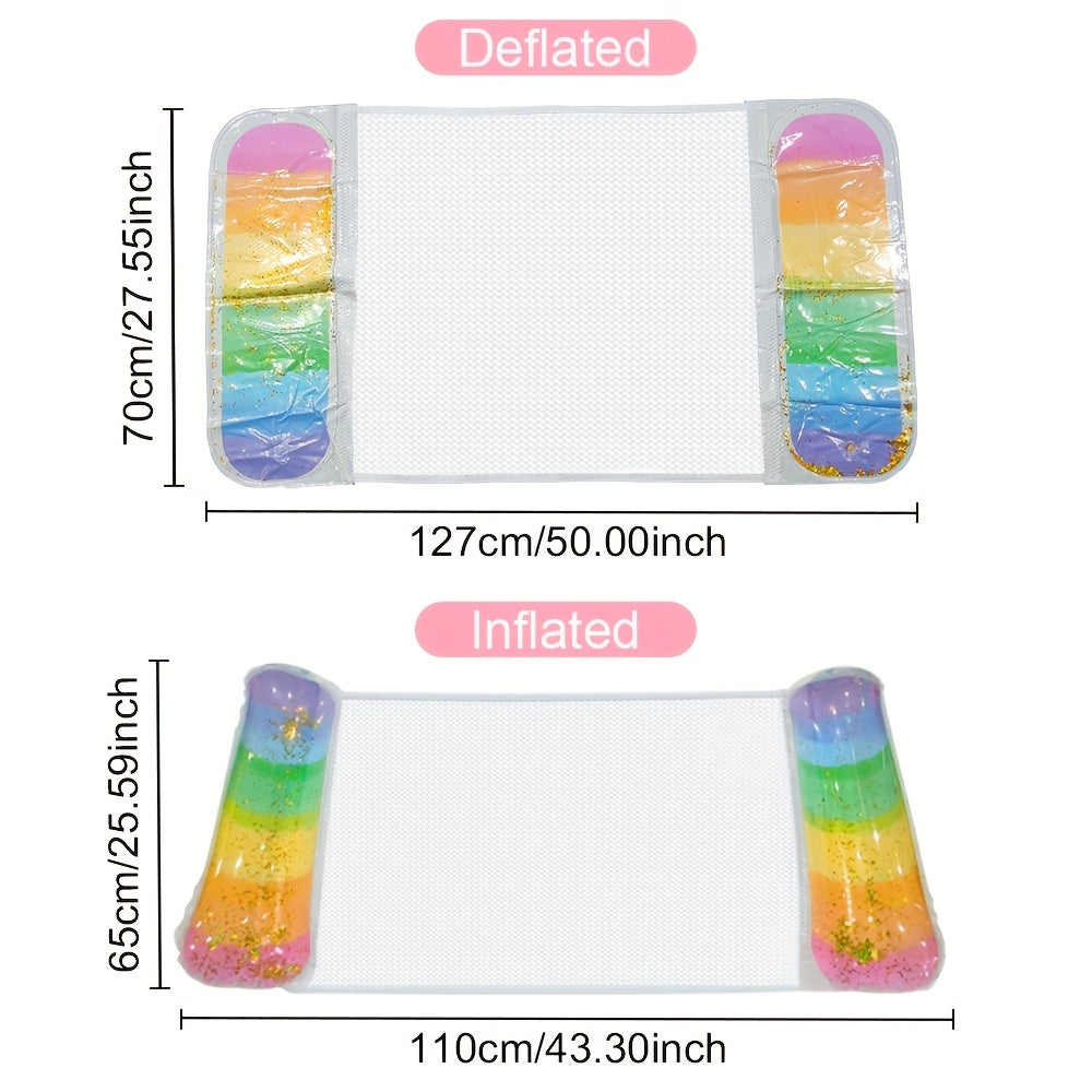 Portable Inflatable Float Lounger Gradient Glitter Sequin Durable PVC