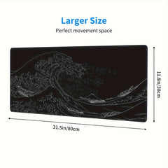 Japanese Sea Wave Large Mouse Pad Kanagawa Mat Non Slip Rubber Base 80 X 30 Cm