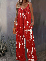 Tie Dye Wide Leg Cami Jumpsuit Casual Sleeveless Jumpsuit