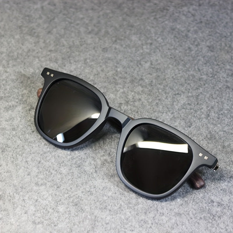 Vintage Polarized Square Sunglasses - Wood Grain UV400 Sun Shades