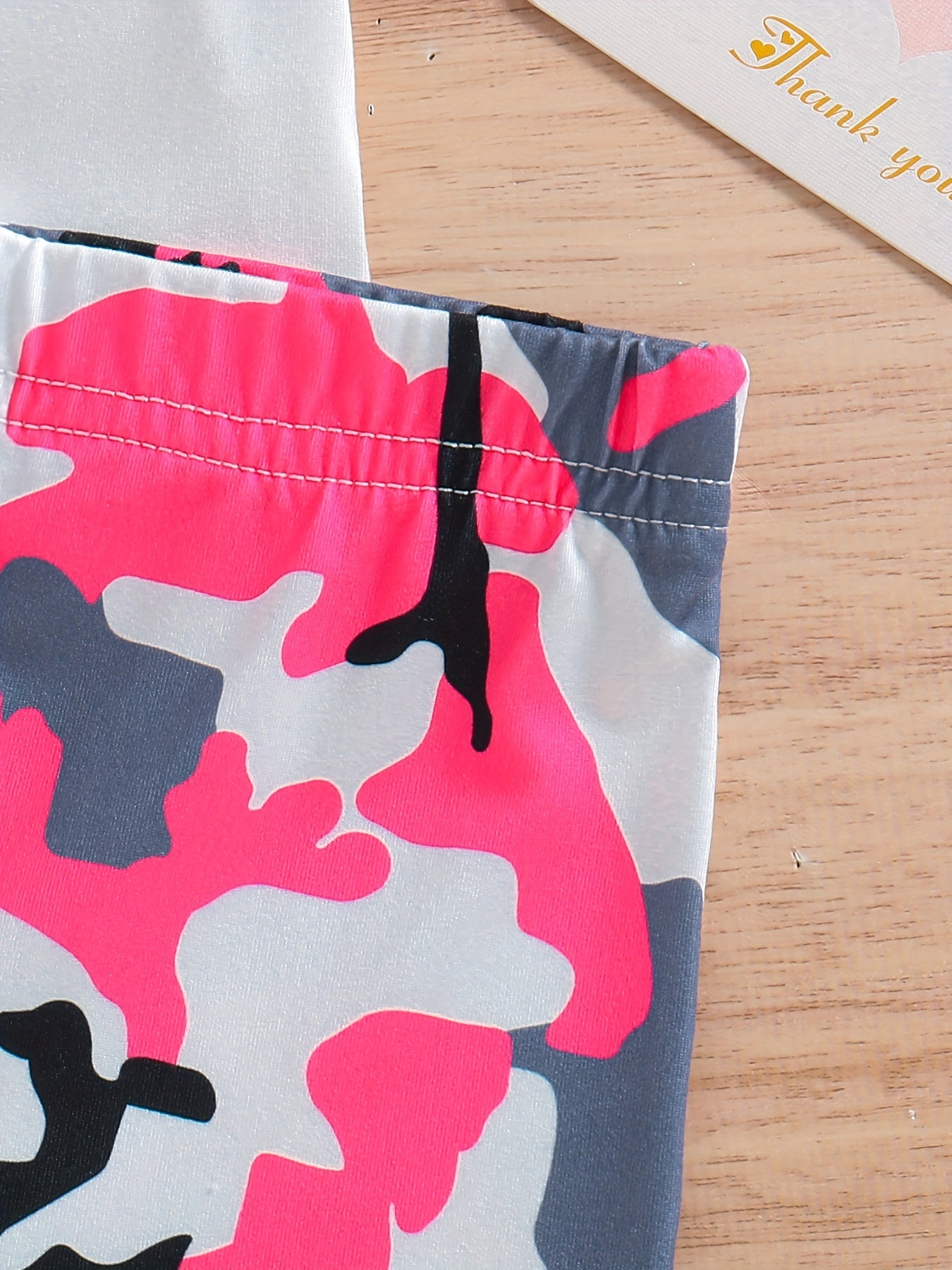 Girls Pink Camo Portrait Graphic Tee & Bike Shorts Set