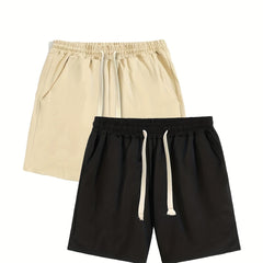 Men's Casual Drawstring Gym Shorts for Running - 2pcs Set