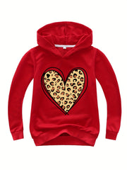 Heart Graphic Print Hoodie for Boys Girls Toddlers