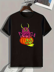 Halloween Monster & Pumpkin Graphic Tee for Men