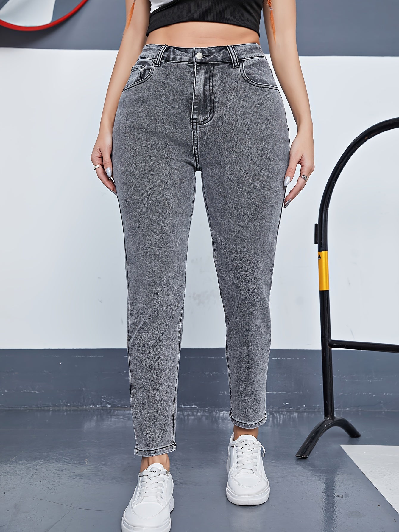 High Rise Tapered Leg Jeans