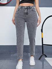 High Rise Tapered Leg Jeans