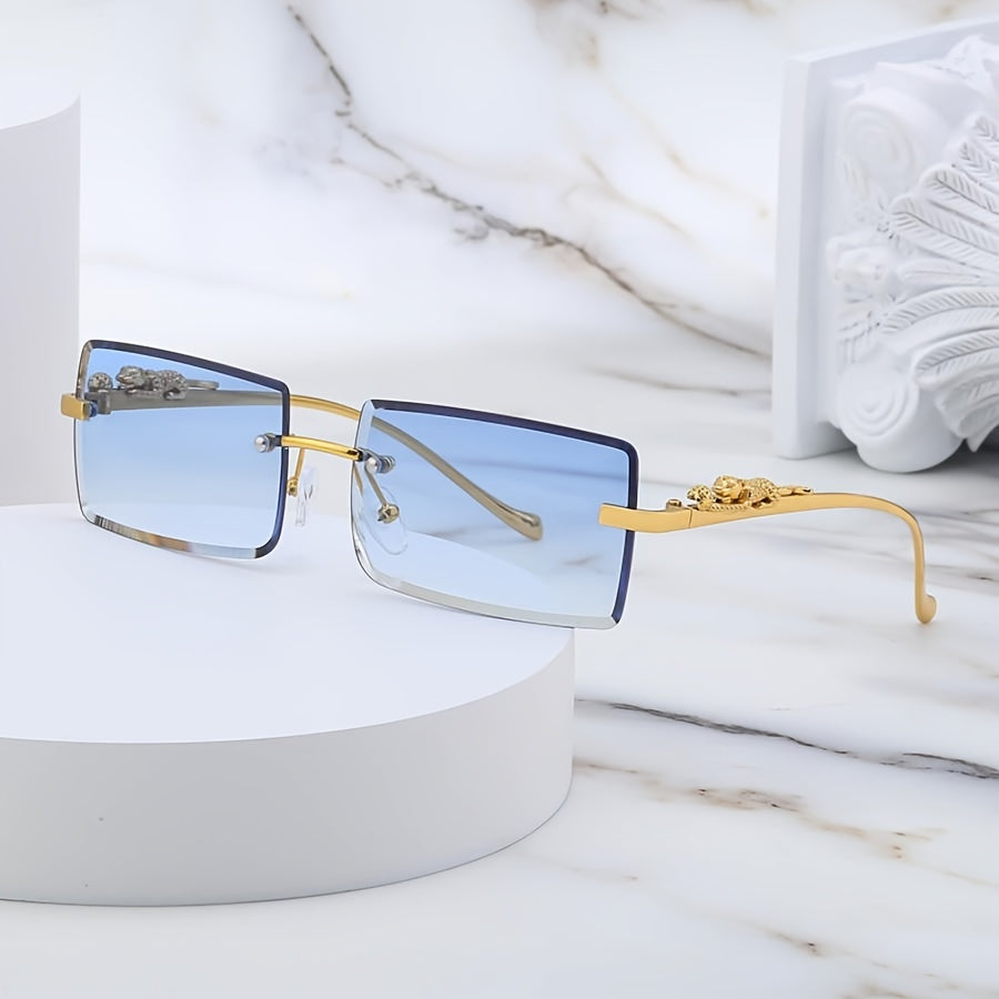 Leopard Temple Square Frame Sunscreen Sunglasses Men Women