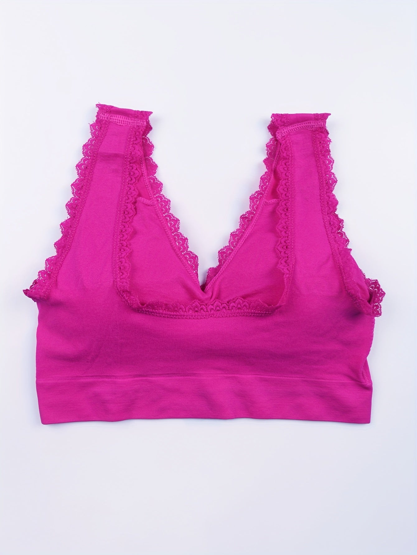5pcs Lace Trim Sports Bras Comfy & Breathable Wireless Bra