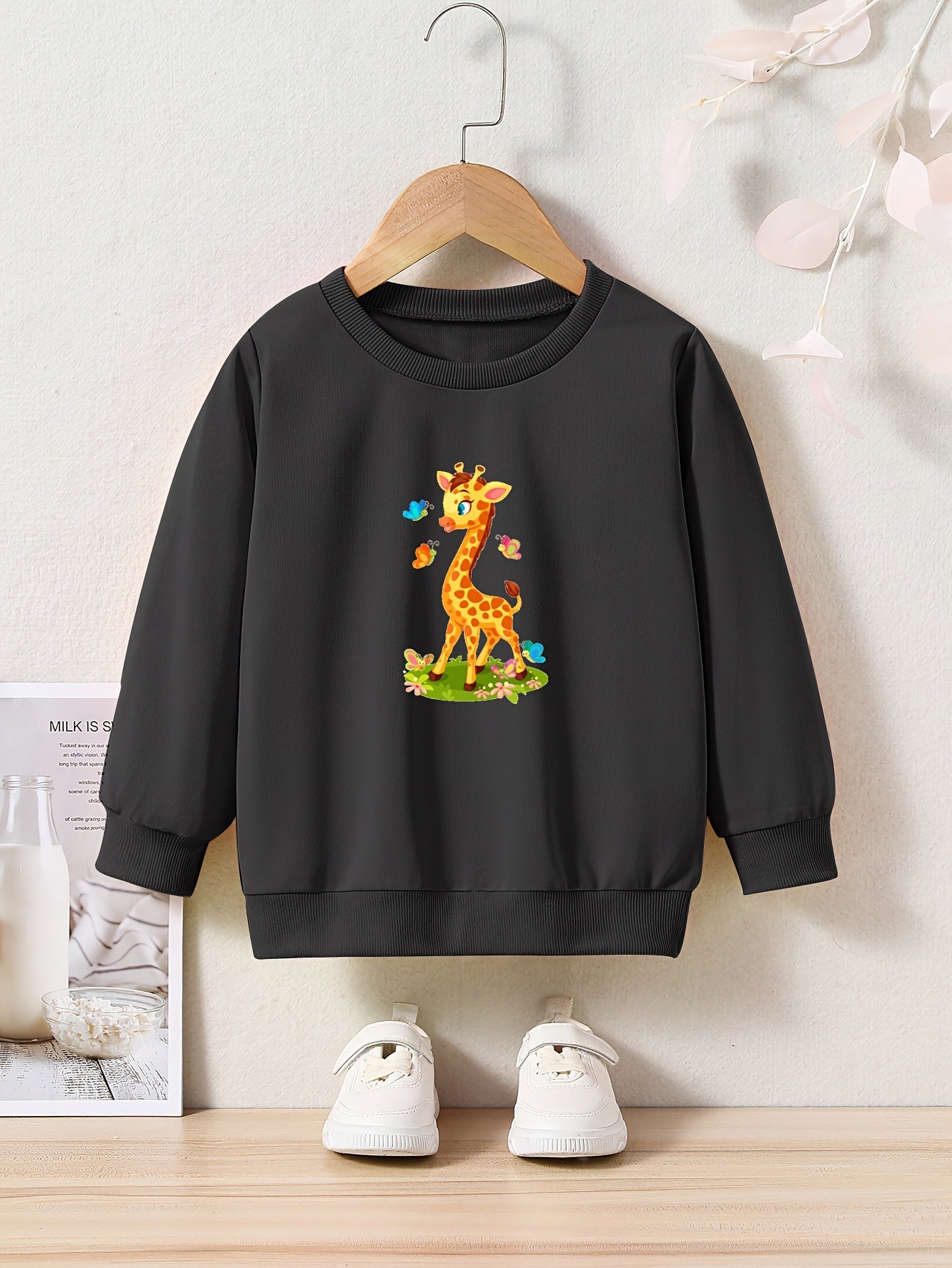 Toddler Kids Cartoon Giraffe Pattern Sweatshirt Top