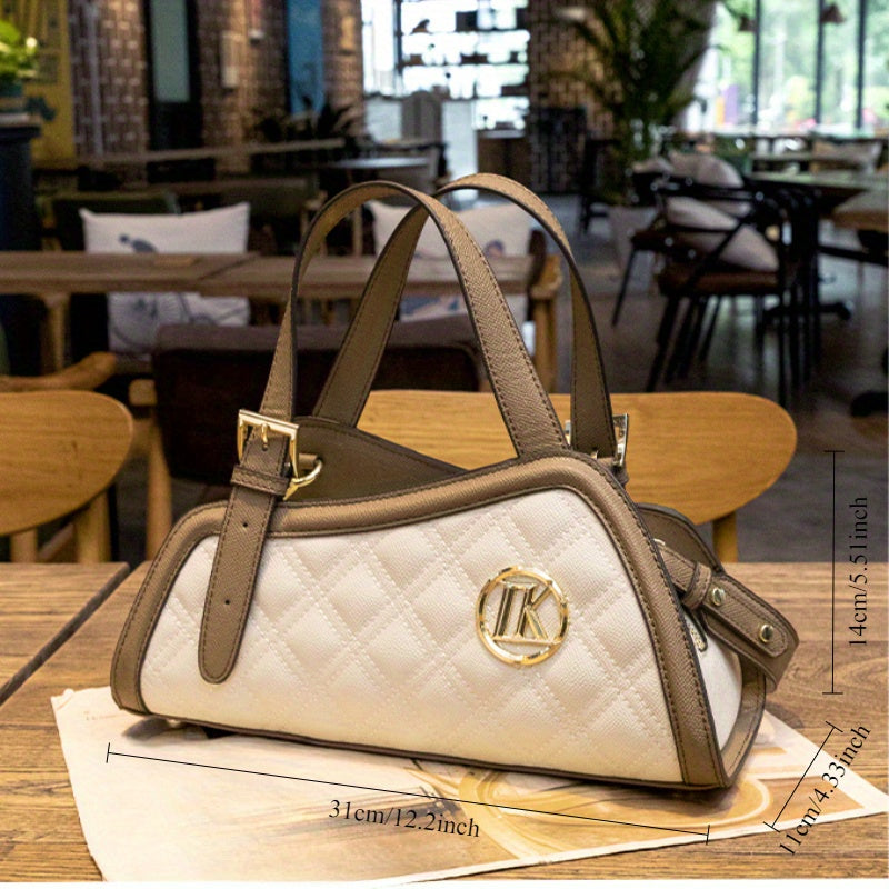 Red Checkered Print Crossbody Bag for Women Detachable Strap Zipper Closure