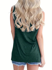 Letter Print Crew Neck Tank Top Sleeveless Casual Summer Top