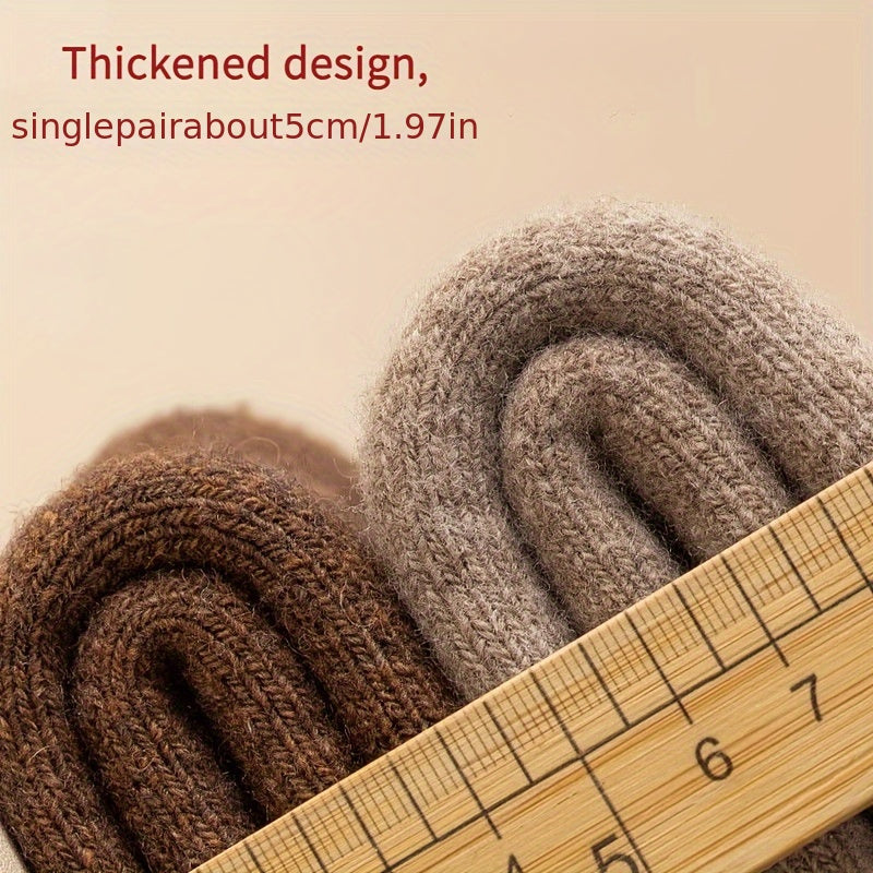 4 Pairs Wool Socks Winter Extra Thick Warm Crew Socks Cashmere Cotton