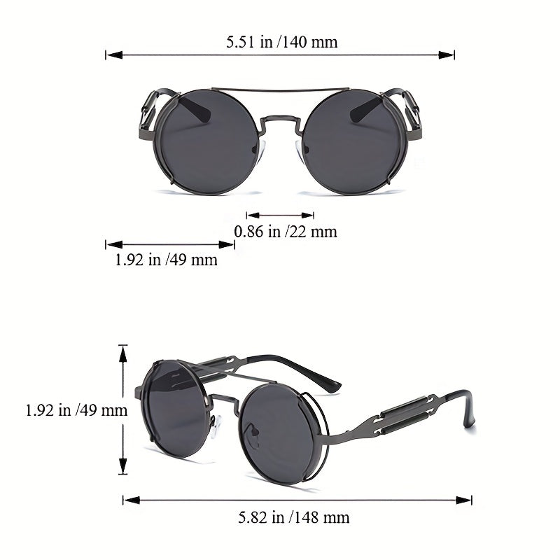 Retro Round Frame Steampunk Sunglasses UV Protection