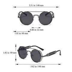 Retro Round Frame Steampunk Sunglasses UV Protection