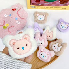 2pcs Cartoon Rabbit Bear Plush Brooches Bag Decoration DIY Clothing