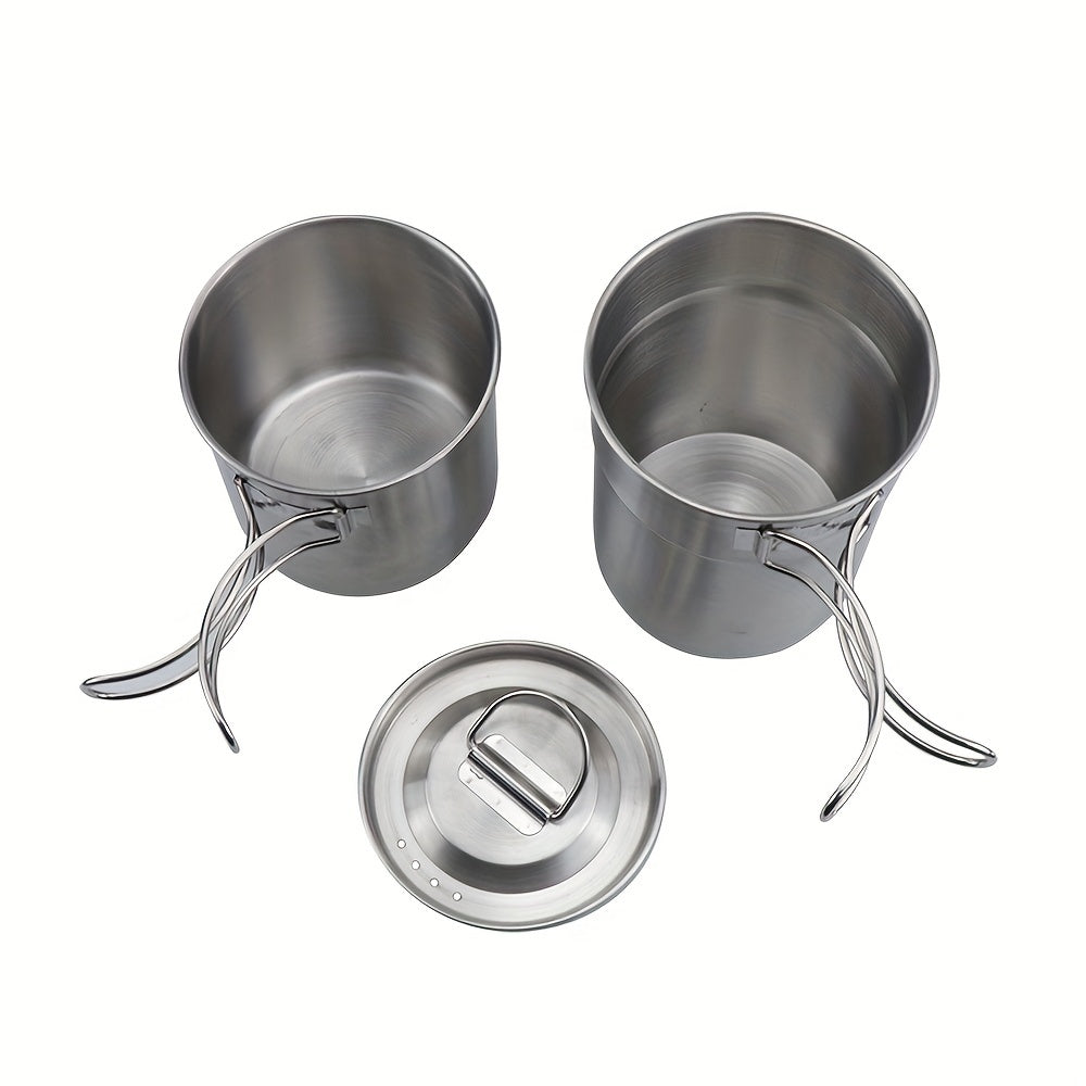 Stainless Steel Water Cup Folding Handle Coffee Mug Outdoor Camping Cookware Pot