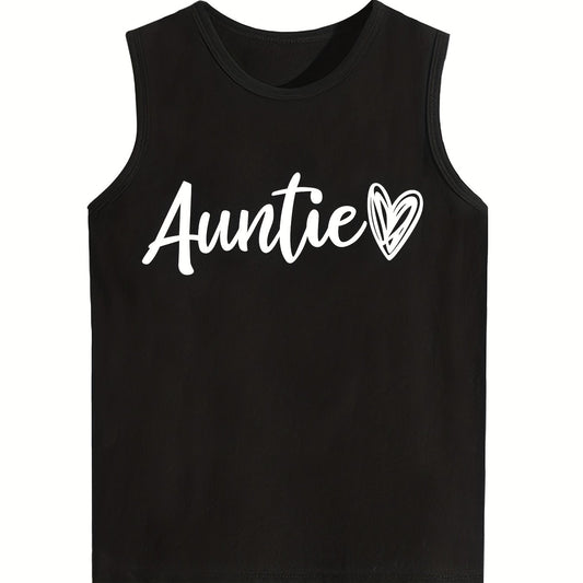 Boy's Auntie Print Sleeveless Shirt Casual Cotton Tank Top