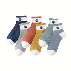 5 Pairs Men's Block Crew Socks Comfy Outdoor Casual Unisex All Seasons