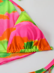 Boho Tie Dye Bikini Set Cover Up Halter Triangle Swimsuit