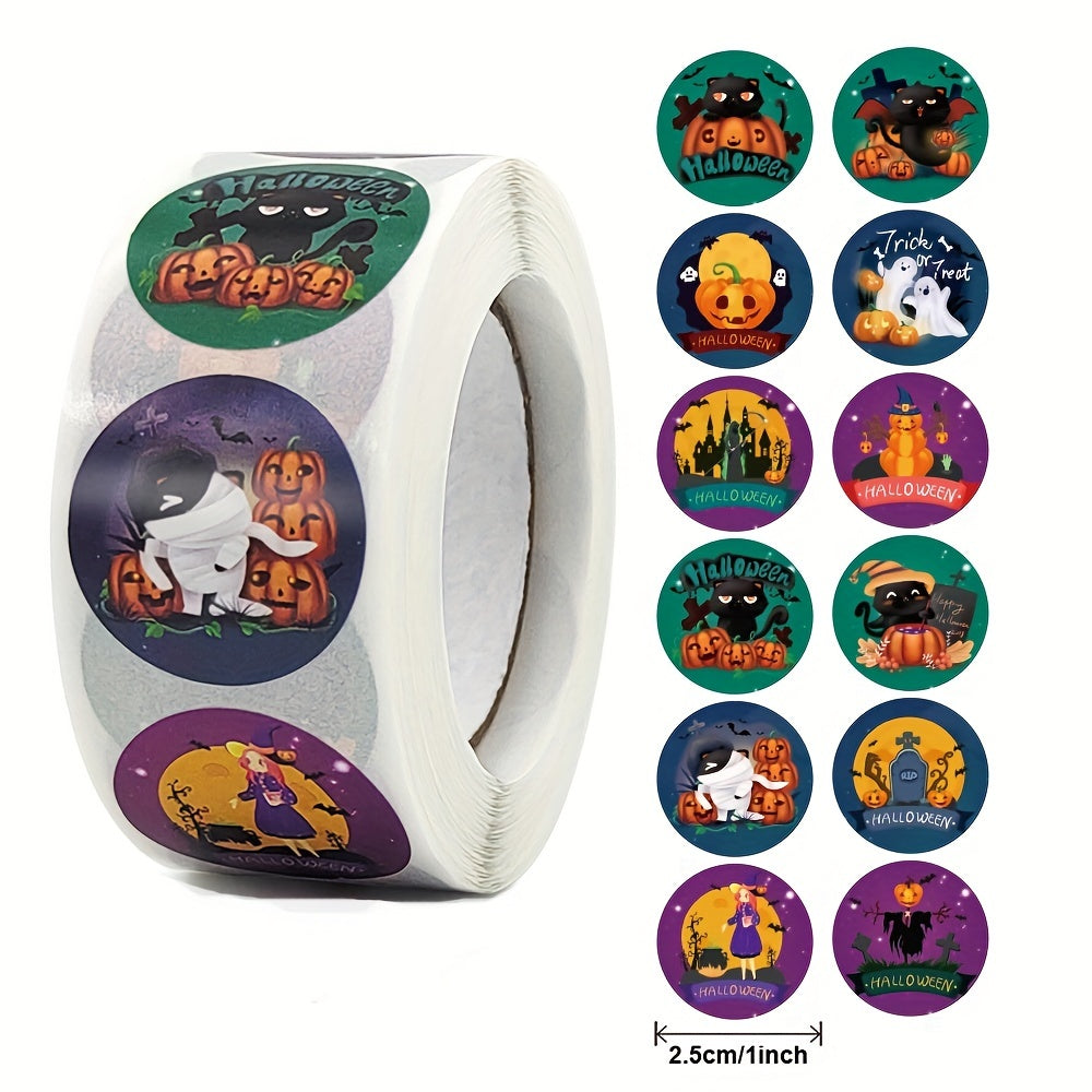 1000pcs Halloween Stickers Pumpkin Bat Spider Sticker Roll for Halloween
