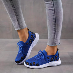 Leopard Pattern Breathable Sneakers Low Wedge Casual Sporty Shoes