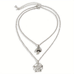 Halloween Punk Style Double Layer Star Mushroom Pendant Necklace