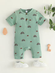 Boys Girls Cartoon Print Romper Jumpsuit Unisex Baby Clothes