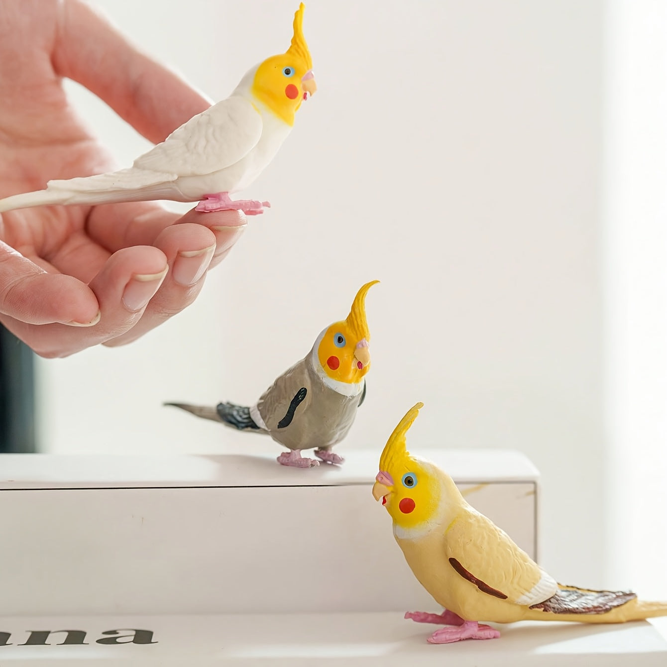 Realistic Cockatiel Bird Figurine PVC Collectible Model Home Decor