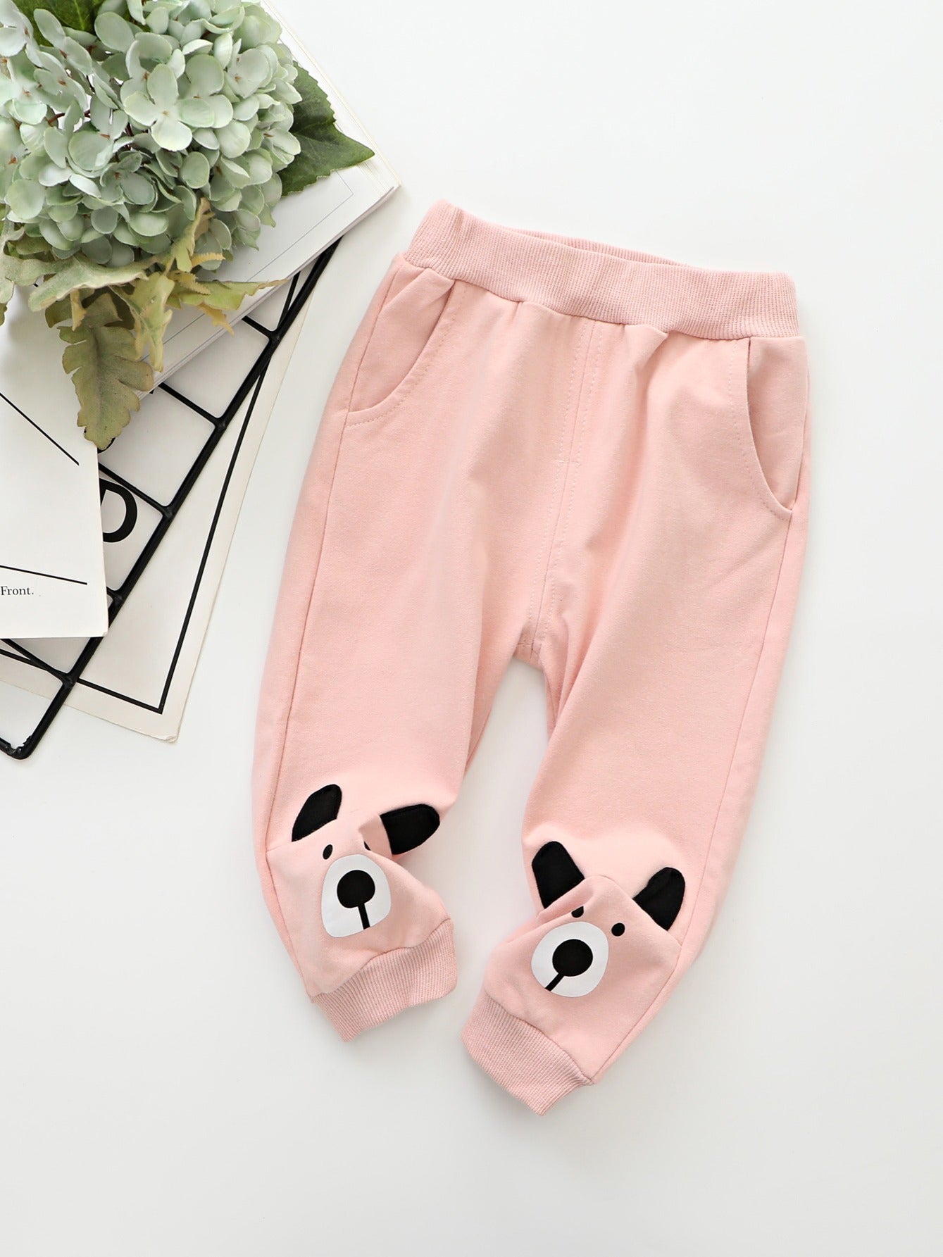 Girls Bear Sports Trousers Warm Kids Pants
