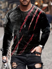 Men's 3D Scratch Graphic Long Sleeve T shirt Casual Breathable Pullover Top