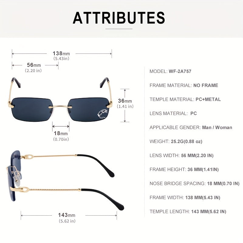 Square Rimless Sunglasses Men's Driving Sunglasses