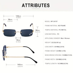 Square Rimless Sunglasses Men's Driving Sunglasses