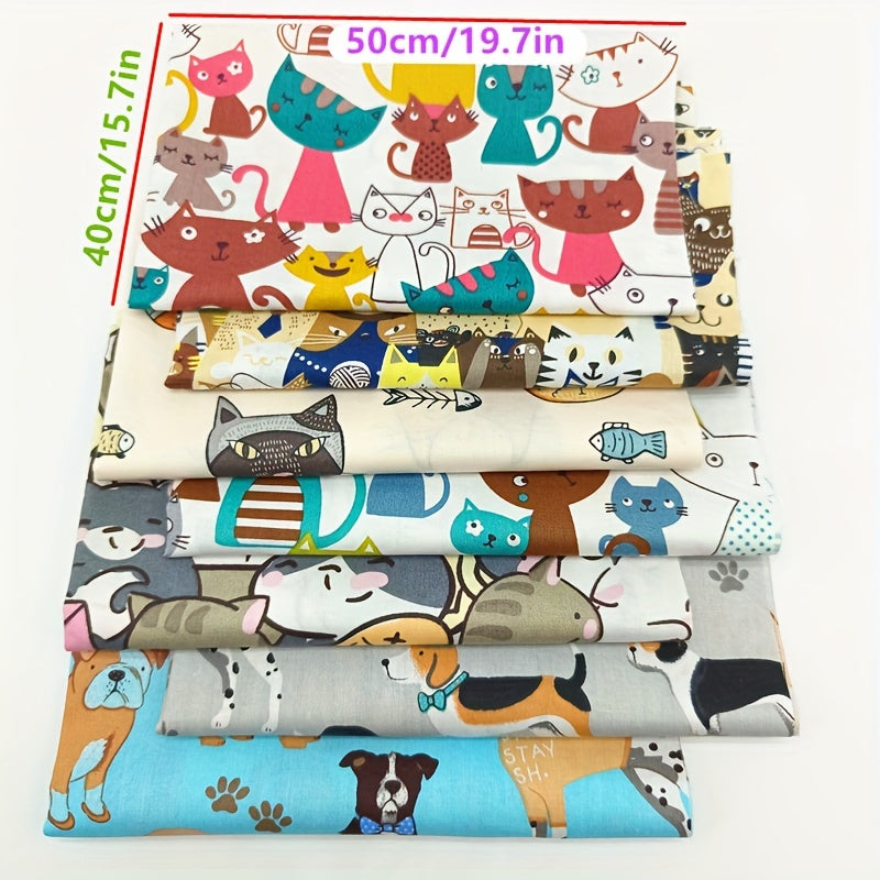 7pcs Animal Pattern Printed Fabric Bed Sheet Quilt Cover DIY Doll Patchwork