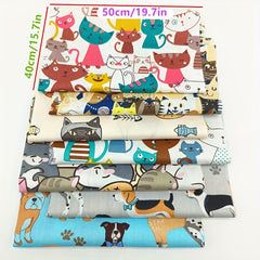 7pcs Animal Pattern Printed Fabric Bed Sheet Quilt Cover DIY Doll Patchwork