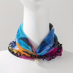 Flower Print Ruffle Scarf Elastic Neckerchief Infinity Scarf