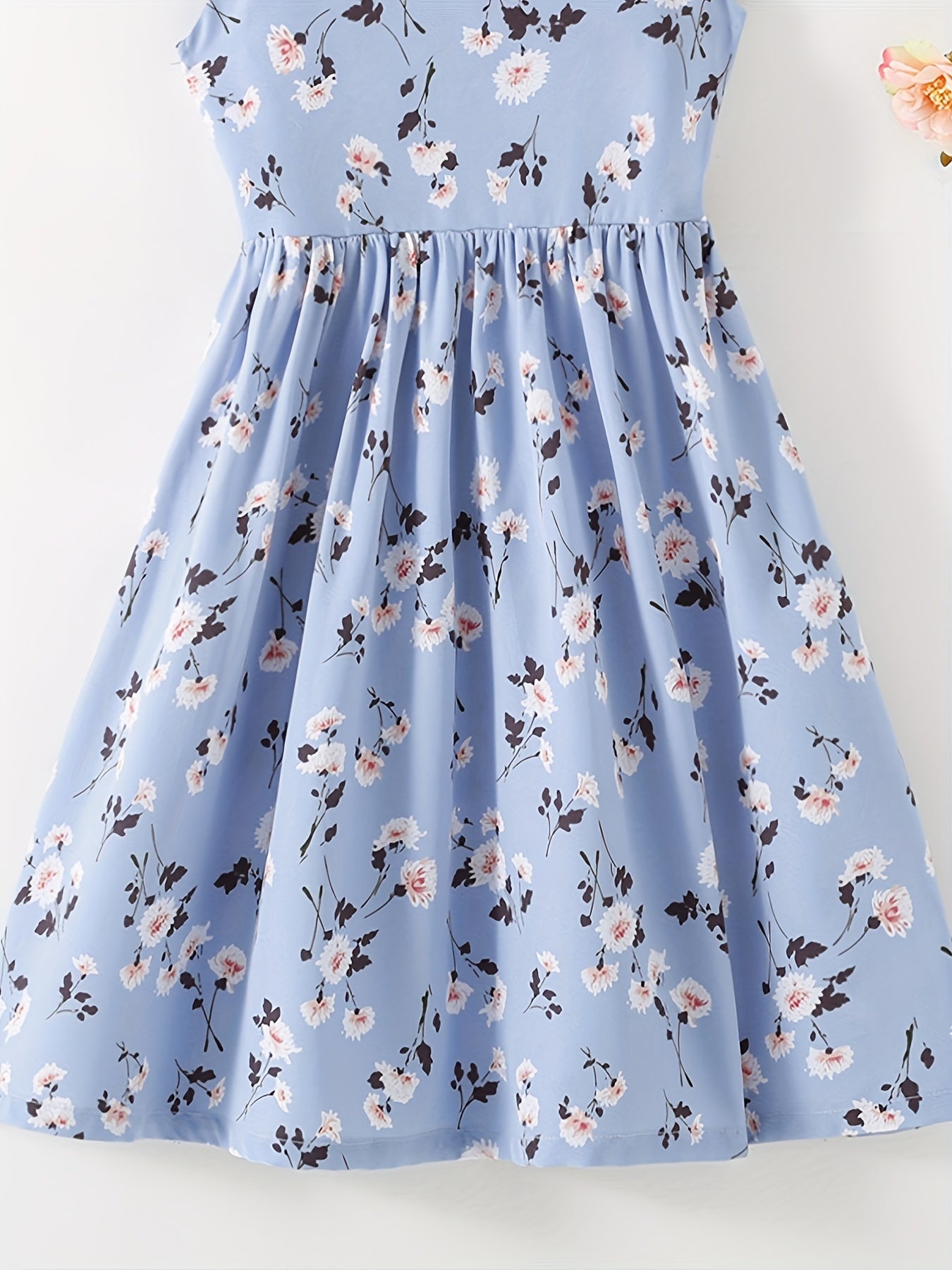 Toddler Girls Cami Floral Dress Pleated Hem Casual Clothes