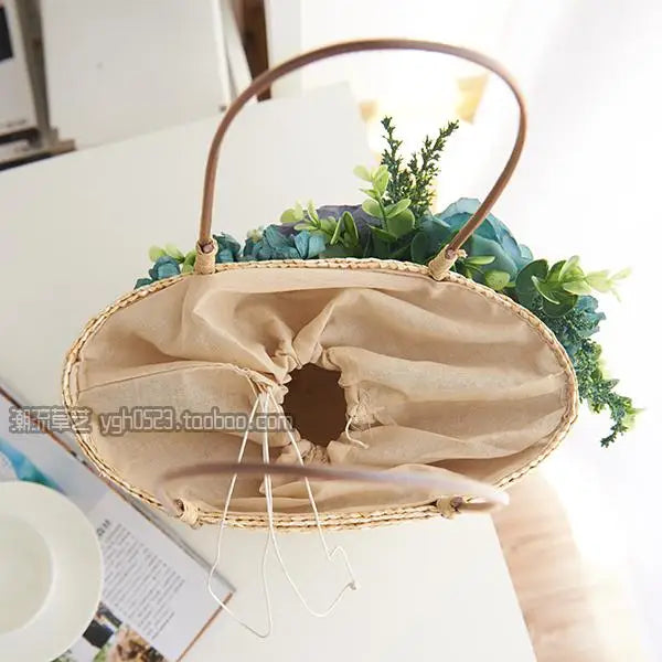 Small Flowers Straw Bag Beach Bag Rattan Bag Handbag Braid Women Bag