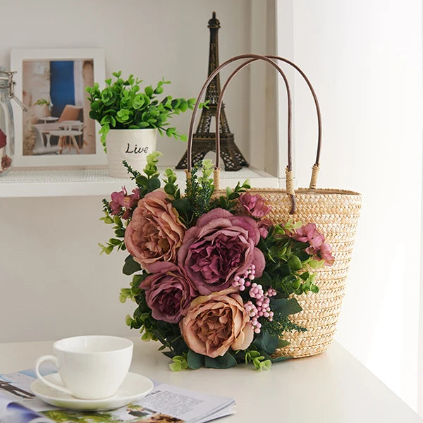 Small Flowers Straw Bag Beach Bag Rattan Bag Handbag Braid Women Bag