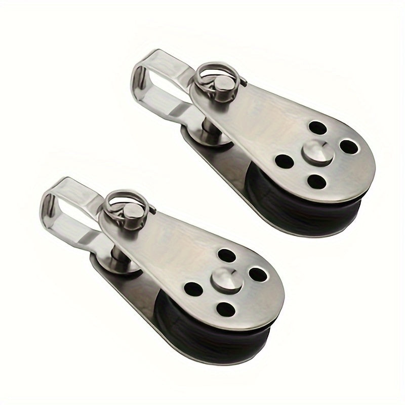 2pcs Pulley Block Hanging Wire Towing Wheel Swivel Lifting Rope For Crane Marine