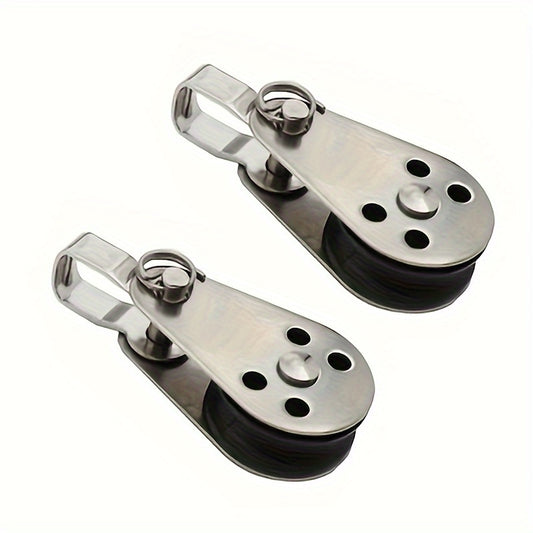 2pcs Pulley Block Hanging Wire Towing Wheel Swivel Lifting Rope For Crane Marine