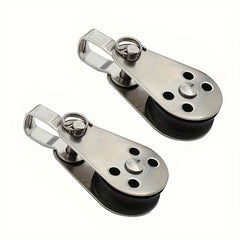 2pcs Pulley Block Hanging Wire Towing Wheel Swivel Lifting Rope For Crane Marine