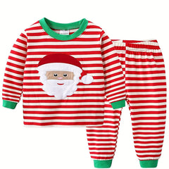 Kids Santa Claus Striped Pajama Set