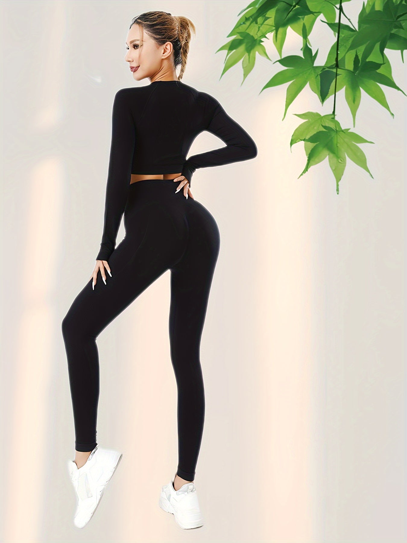 Yoga Workout Set Crop Top High Waist Leggings Suit Women's Activewear
