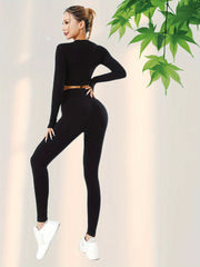 Yoga Workout Set Crop Top High Waist Leggings Suit Women's Activewear