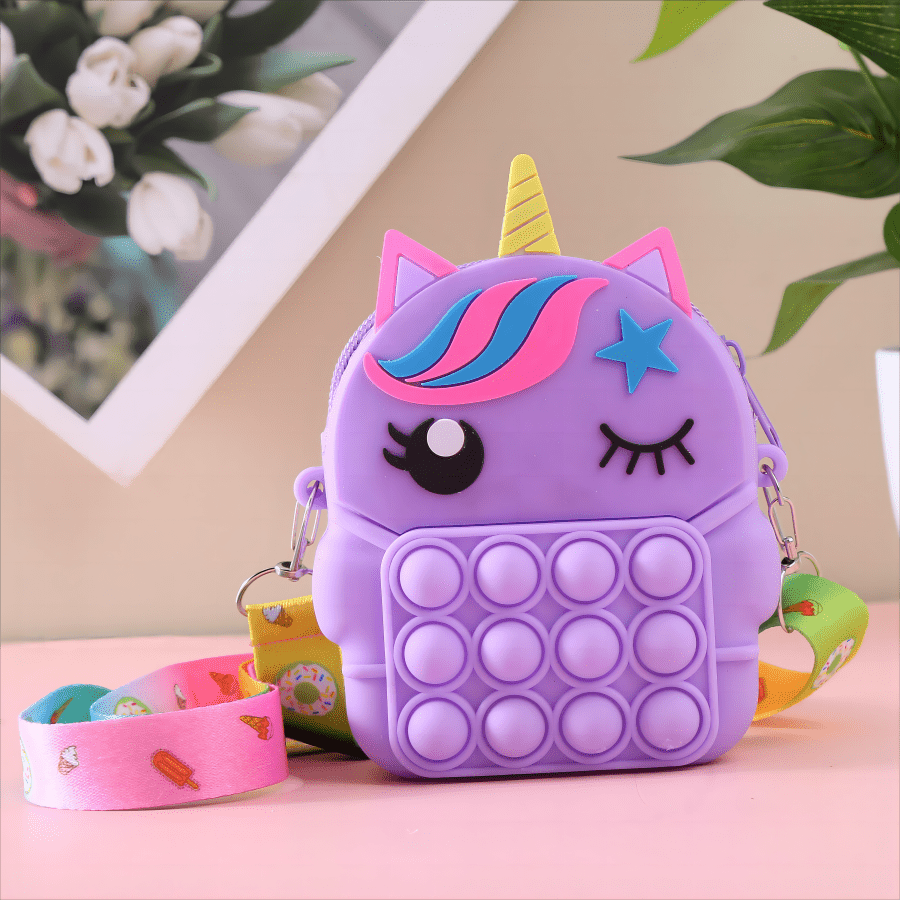 Unicorn Shoulder Bag for Girls - Pop Fidget Toy for Anxiety Relief