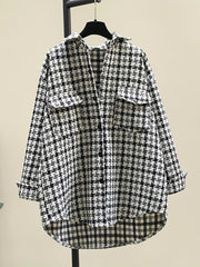 Tweed Plaid Drop Shoulder Jacket for Fall & Winter