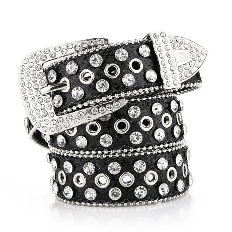 Women's Rhinestone Hollow Belt Studded Pin Buckle Wedding Party Valentines